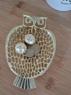 vintage Ben Rickert owl trinket jewelry tray
